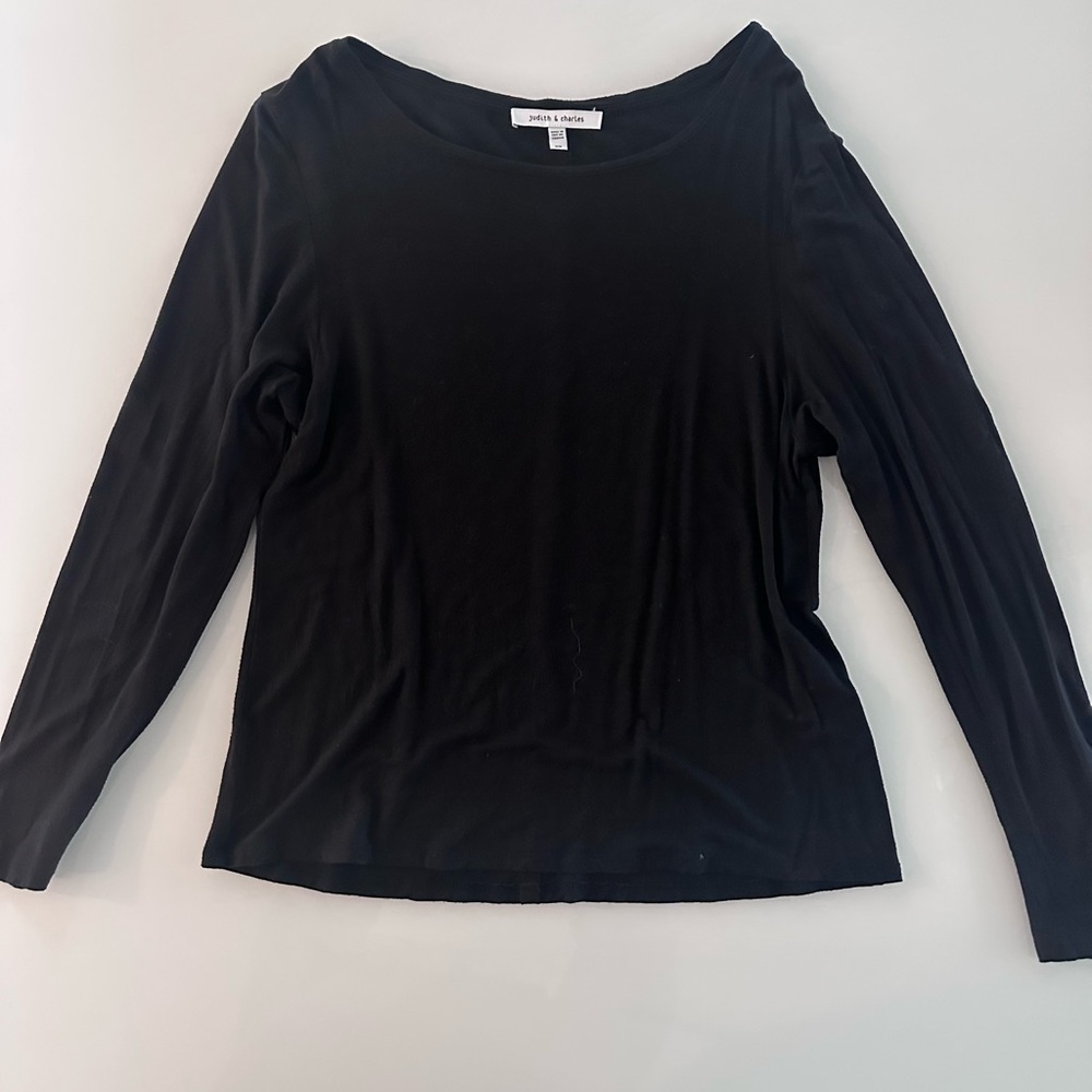 Black Fitted Long Sleeve Blouse